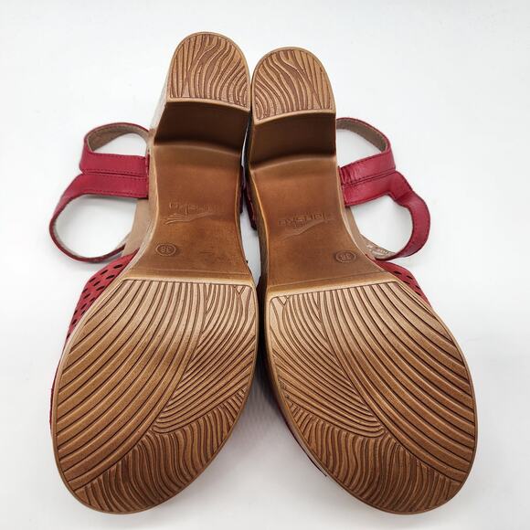Dansko Denita Red Perforated Nubuck Slingback Platform Sandals EU 38 US 7.5-8 - Picture 6 of 7